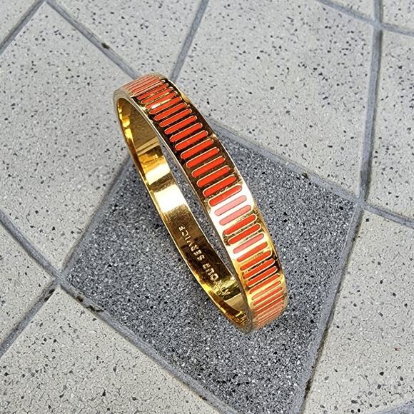 Kate Spade At Your Service Orange Enamel Bangle Bracelet - Picture 1 of 9